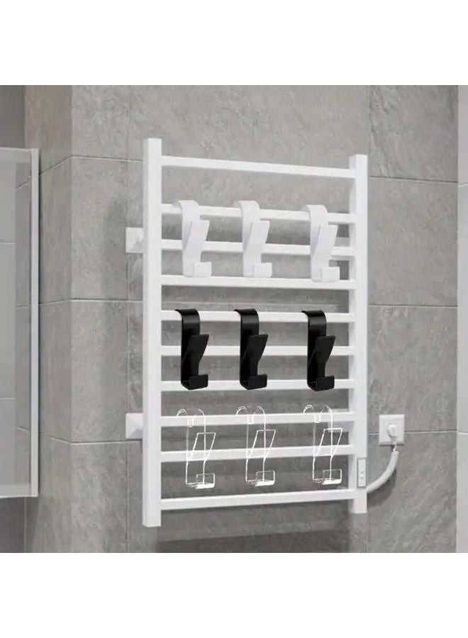 White Heated Towel Radiator Hooks 2pcs Space Saving Drying Rack For Bathroom Wardrobe - Image 5